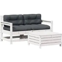 vidaXL Ensemble salon de jardin 3 pièces avec coussins blanc pin massif