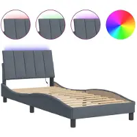 vidaXL Cadre de lit avec LED sans matelas "Hanko" gris foncé 90x200 cm velours