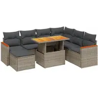 vidaXL Ensemble de jardin canapé 8 pièces avec coussins Gris Poly rotin