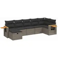 vidaXL Ensemble de salon de jardin 7 pièces avec coussins Gris Poly rotin