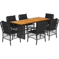 vidaXL Ensemble de jardin 7 pièces avec coussins Noir Poly Rattan