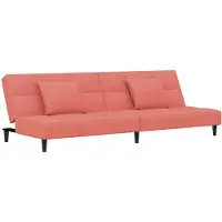 vidaXL Canapé-lit à 2 places avec deux oreillers Rose Velours