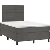 vidaXL Lit boxspring avec matelas gris foncé 120x190 cm velours