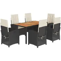 vidaXL Ensemble de jardin 7 pièces avec coussins Noir Poly Rattan