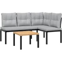 vidaXL Ensemble de bancs de jardin 3 pièces noir Acier revêtu par poudre