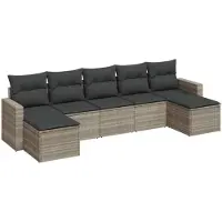 vidaXL ensemble de salon de jardin 7 pièces avec coussins gris clair Poly rotin