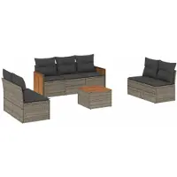 vidaXL Ensemble de jardin canapé 8 pièces avec coussins Gris Poly rotin