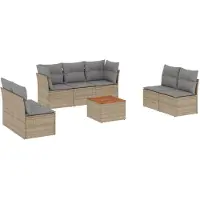 vidaXL Ensemble de jardin canapé 8 pièces avec coussins Beige Poly Rattan