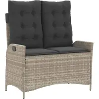 vidaXL Banc de jardin Réglable avec coussins Gris clair Poly rotin