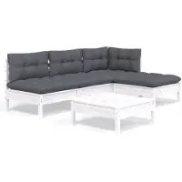 vidaXL Ensemble salon de jardin 5 pièces avec coussins Pin blanc