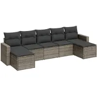 vidaXL Ensemble de salon de jardin 7 pièces avec coussins Gris Poly rotin