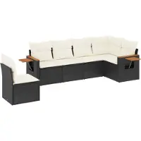 vidaXL Ensemble de salon de jardin 6 pièces avec coussins noir poly rotin