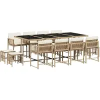 vidaXL Salon de jardin 13 pièces avec coussins Beige Poly Rattan