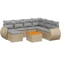 vidaXL Ensemble de jardin canapé 8 pièces avec coussins Beige Poly Rattan