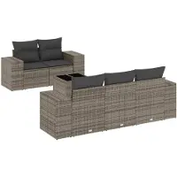 vidaXL Ensemble de salon de jardin 6 pièces avec coussins Gris Poly rotin