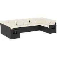 vidaXL Ensemble de 10 canapés de jardin avec coussins noir poly rotin