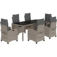 vidaXL Ensemble de jardin 7 pièces avec coussins Gris Poly rotin
