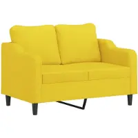 vidaXL Canapé 2 places jaune clair 120 cm Tissu