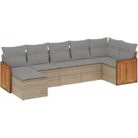 vidaXL Salon de jardin avec coussins 7 pcs beige résine tressée