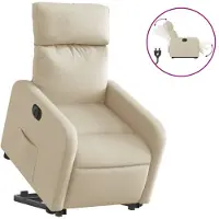 vidaXL Fauteuil relax avec releveur électrique Crème Tissu