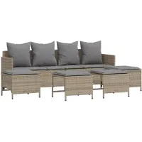 vidaXL Ensemble de salon de jardin 5 pièces avec coussins Beige Poly Rattan