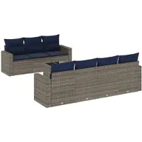 vidaXL Ensemble de jardin canapé 8 pièces avec coussins Gris Poly rotin