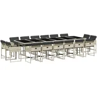 vidaXL Ensemble de jardin 17 pièces avec coussins gris clair Poly rotin