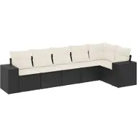 vidaXL Ensemble de salon de jardin 6 pièces avec coussins noir poly rotin