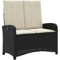 vidaXL Banc de jardin Réglable avec coussins Noir Poly Rattan