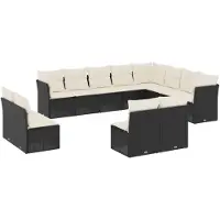 vidaXL Ensemble de 12 canapés de jardin avec coussins noir poly rotin