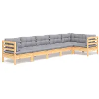 vidaXL Ensemble de salon de jardin 6 pièces avec coussins gris en pin