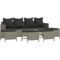 vidaXL Ensemble de salon de jardin 5 pièces avec coussins gris clair Poly rotin