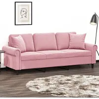 vidaXL Canapé 3 places avec coussins décoratifs rose 180 cm velours