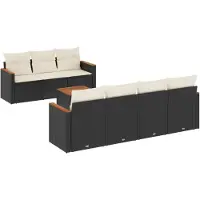 vidaXL Ensemble de jardin canapé 8 pièces avec coussins noir poly rotin