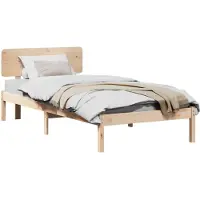 vidaXL Cadre de lit avec tête de lit Naturel 100 x 200 cm Pin massif