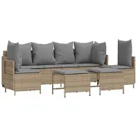 vidaXL Salon de jardin avec coussins 5 pcs beige résine tressée
