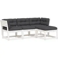 vidaXL Ensemble salon de jardin 4 pièces avec coussins blanc pin massif