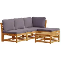 vidaXL Ensemble de salon de jardin 5 pièces avec coussins en bois massif d'acacia