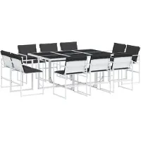 vidaXL Ensemble de jardin 11 pièces avec coussins Blanc Textilène