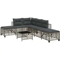 vidaXL Ensemble canapé d'angle de jardin 3 pièces avec coussins Gris Poly rotin