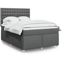 vidaXL Lit boxspring avec matelas gris foncé 160x200 cm Tissu