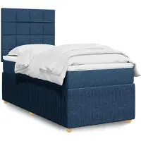 vidaXL Lit boxspring avec matelas bleu 90x200 cm Tissu