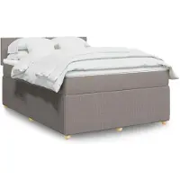 vidaXL Lit boxspring avec matelas Taupe 140x200 cm Tissu