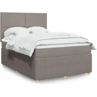 vidaXL Lit boxspring avec matelas Taupe 140x190 cm Tissu