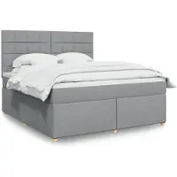 vidaXL Lit boxspring avec matelas gris clair 180x200 cm Tissu