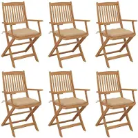 vidaXL Chaises de jardin pliantes 6 pièces avec coussins en bois massif d'acacia