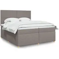 vidaXL Lit boxspring avec matelas Taupe 200x200 cm Tissu