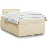 vidaXL Lit Boxspring avec matelas Crème 120x200 cm Tissu