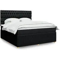 vidaXL Lit boxspring avec matelas noir 180x200 cm Tissu