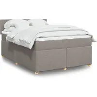 vidaXL Lit boxspring avec matelas Taupe 140x200 cm Tissu